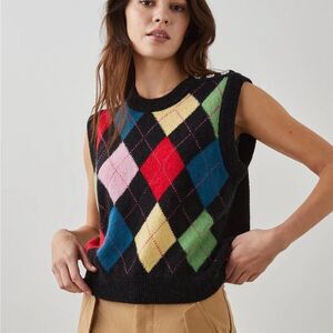 Colorful Rails Argyle Sleeveless Sweater Vest - Size XS